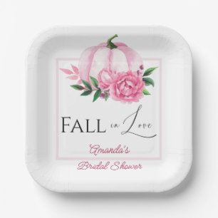 Herfst Liefde Blush Roze Pompoen Rustiek Vrijgezel Papieren Bordje