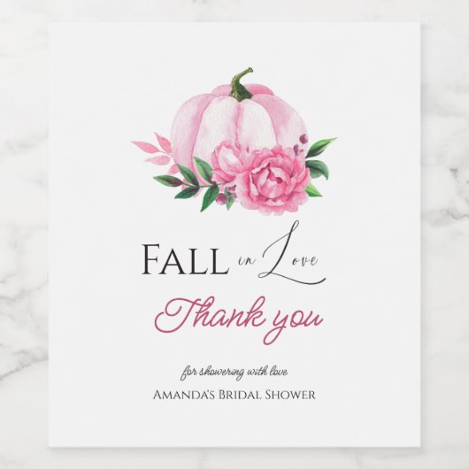 Herfst Liefde Blush Roze Pompoen Rustiek Vrijgezel Wijn Etiket (Enkel label)