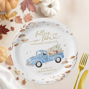 Herfst Liefde Pompoen Baby Shower Papieren Bordje