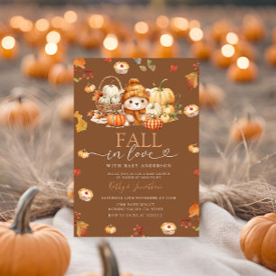 Herfst Liefde Pompoen Mand Beer Herfst Baby Shower Kaart