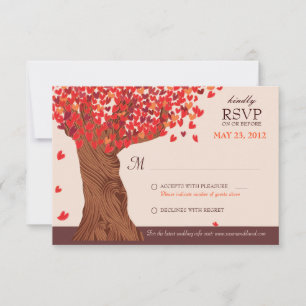 Herfst Liefde Romantieke Eik Herfst Bruiloft RSVP Kaartje