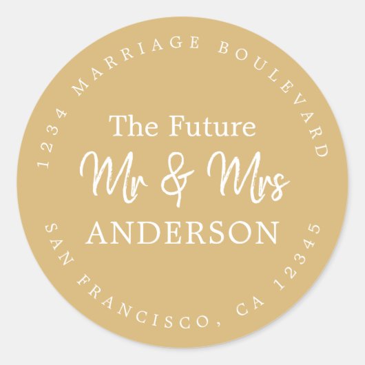 Herfst Liefde Toekomst Mijnheer Mevrouw Gele Retou Ronde Sticker (Voorkant)