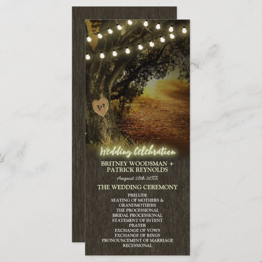 Herfst Lights Eiken Boom Trouwceremonie Programma' Programma (Voorkant / Achterkant)