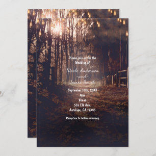 Herfst Lit Country Road Rustic Wedding Invitations Kaart