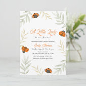 Herfst Little Ladybug Greenery Baby shower Kaart (Staand voorkant)