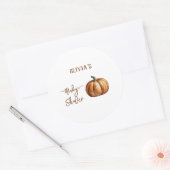 Herfst Little Pumpkin Baby shower Ronde Sticker (Envelop)