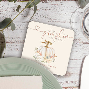 Herfst Little Pumpkin Baby shower Vierkante Kartonnen Onderzetter