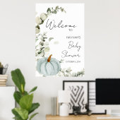 Herfst Little Pumpkin Blue Baby shower Welkom Poster (Thuiskantoor)