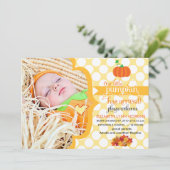 Herfst Little Pumpkin Photo Birth Announding Aankondiging (Staand voorkant)