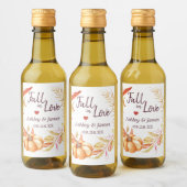 Herfst Love Golden Foliage Autumn Wedding Monogram Wijn Etiket (Flessen)