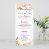 Herfst Love Golden Foliage Burgundy Wedding Progra Programma (Staand voorkant)