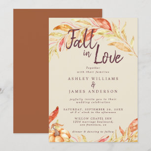 Herfst Love Golden Foliage TerraCotta Bruiloft Kaart