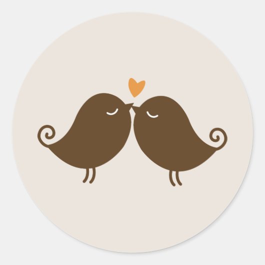 Herfst Lovebirds Bruiloft Ronde Sticker (Voorkant)
