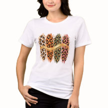 Herfst Luipaardprint Kwaststreek T-shirt met Goud