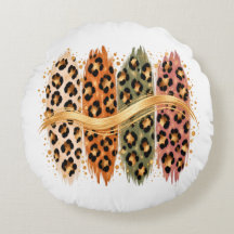 Herfst Luipaardprint Ronde Worp Kussen met Goud Ac