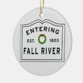 Herfst, MA Holiday Wreath Ceramic Ornament (Links)