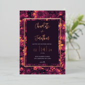 Herfst Magic Garden Bloemen Bruiloft Goud Folie Uitnodiging (Staand Voorkant)