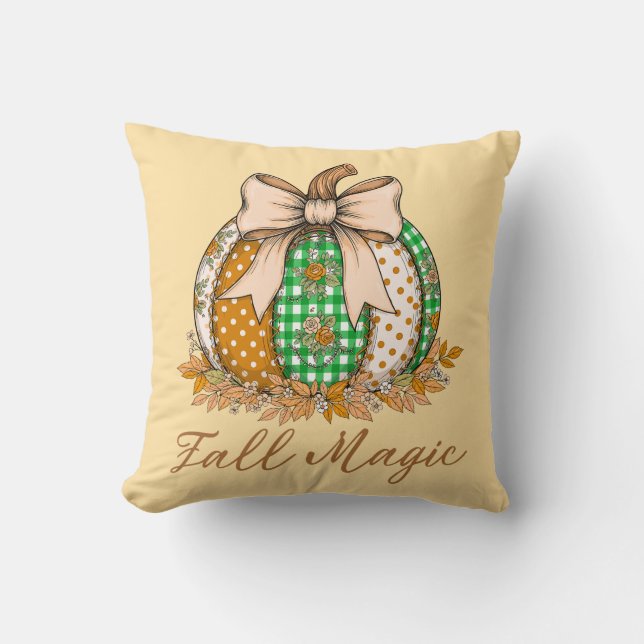 Herfst Magic Patchwork Pumpkin Sierkussen (Voorkant)