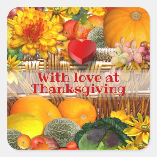 Herfst mand met liefde Thanksgiving Vierkante Sticker (Voorkant)