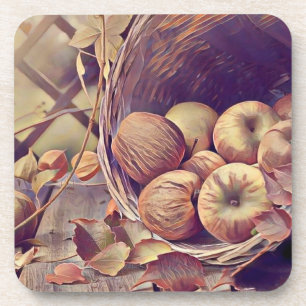 Herfst mand van appels vruchten waterverf  bier onderzetter