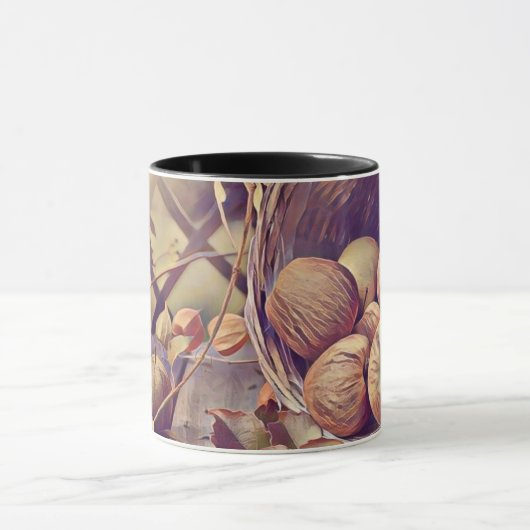 Herfst mand van appels vruchten waterverf  mok (Midden)