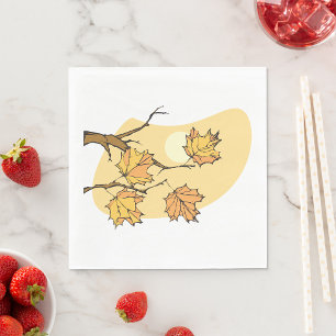 Herfst Maple Bladeren Met Branches En Zonsondergan Servet