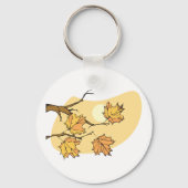 Herfst Maple Bladeren Met Branches En Zonsondergan Sleutelhanger (Voorkant)