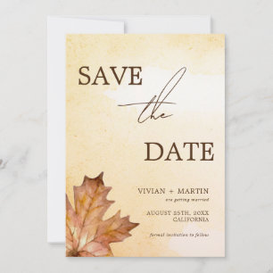 Herfst Maple Leaf Brunt Oranje Waterverf Save The Date
