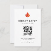Herfst Maple Leaf Eenvoudige QR Code Wedding RSVP Kaartje (Voorkant)