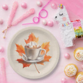 Herfst Maple Leaf en Hot Cacao Papieren Bordje (Feest)