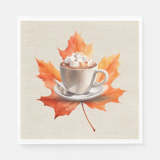 Herfst Maple Leaf en Hot Cacao Servet (Voorkant)