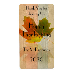 Herfst Maple Leaf op Faux Handmade Paper Wine Labe Etiket