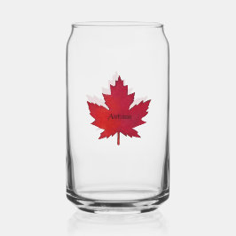 Herfst Maple Leaf Print Can Glass Blikvorm Glas