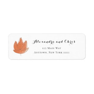 Herfst Maple Leaf Waterverf Return Address Labels