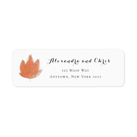 Herfst Maple Leaf Waterverf Return Address Labels (Voorkant)