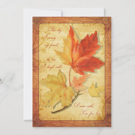 Herfst Maple Leaves Wedding Kaart (Voorkant)