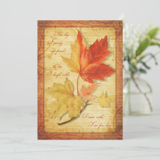 Herfst Maple Leaves Wedding Kaart (Staand voorkant)