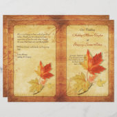 Herfst Maple Leaves Wedding Program (Voorkant / Achterkant)