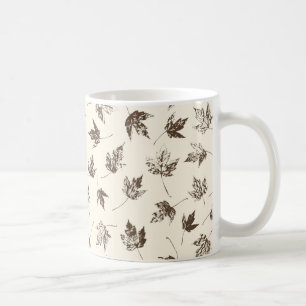Herfst Maple lekt op room - naadloos patroon. Koffiemok