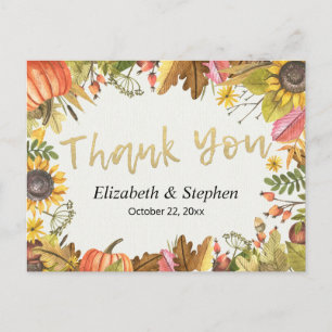 Herfst Maple leves Pumpkin Weddenschap bedankt Briefkaart