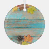 Herfst Maple: Pinecone Natuur Lijst. Glas Ornament (Voorkant)