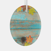 Herfst Maple: Pinecone Natuur Lijst. Glas Ornament (Voorkant Rechts)