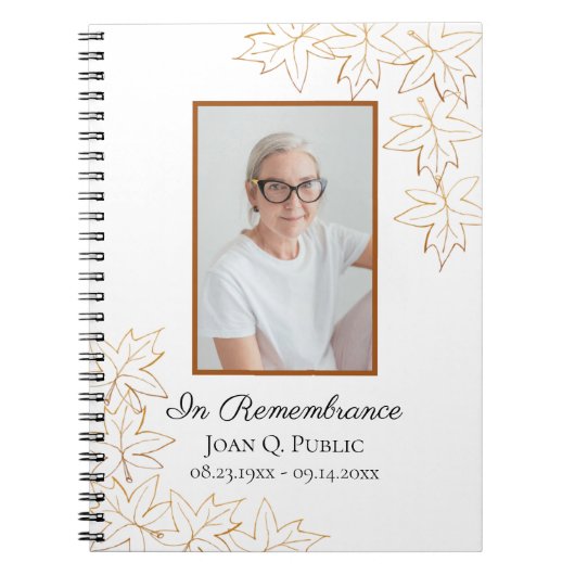 Herfst Maple verlaat begrafenismonument Notitieboek (Voorkant)