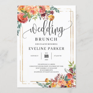 Herfst marigold oranje bloemen bruiloft brunch nod kaart