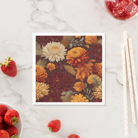 Herfst Marigolds Chrysanten en Asters Patroon Servet (Insitu)