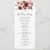 Herfst Maroon Blush Boho Floral Wedding Flat Progr Programma (Achterkant)