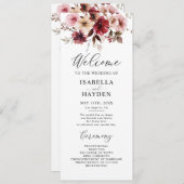 Herfst Maroon Blush Boho Floral Wedding Flat Progr Programma (Voorkant / Achterkant)