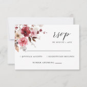 Herfst Maroon Blush Rustieke Bloemen Huwelijk RSVP Kaartje (Voorkant)
