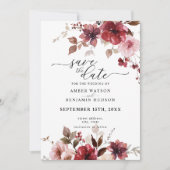 Herfst Maroon Roze bessen bruiloft Save the date Kaart (Voorkant)