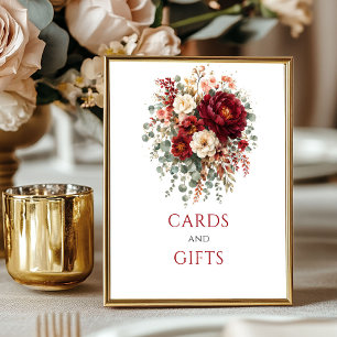Herfst Marsala Bloemstuk Kaarten En Cadeaus Tafel Poster